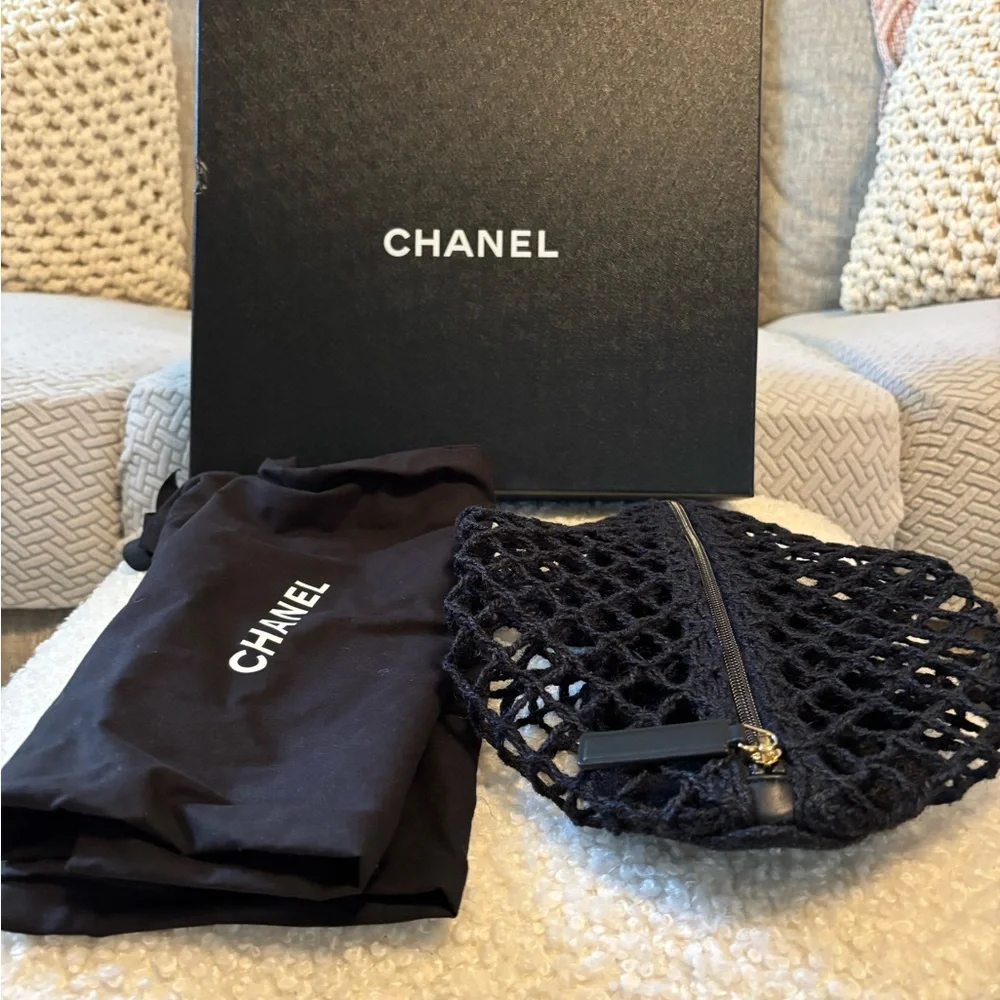 Authentic! CHANEL Braided Cord Black and Gray Woven (Slides Mules) - Picture 5 of 8